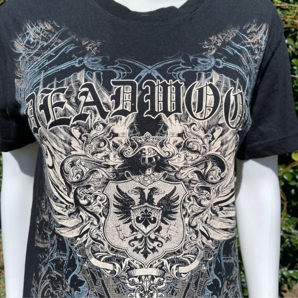 NWT A Brand Dead Wood Black Short Sleeve Graphic Tee Shirt - Picture 2 of 11